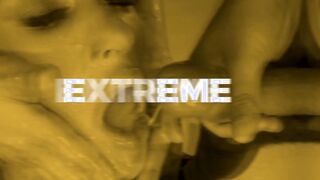 Cum covered babe at bukkake party