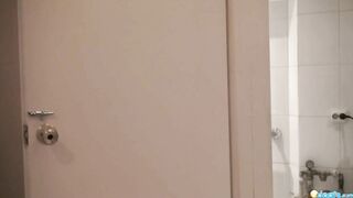 Cutie Nomy Satisfies Her Boyfriend In The Bathroom With A Bent Over Fuck And Blowjob