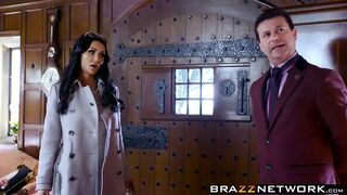 Horny butler fucks perfect busty babe