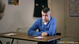 Brazzers - Dirty teacher Blanche Bradburry gets fucked by tw