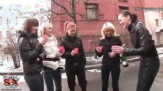 College girls drink in the street and have group sex