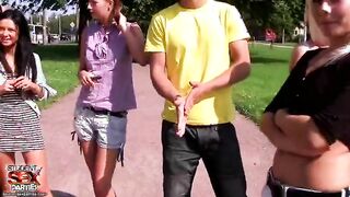 One stud is under attack of lusty girls