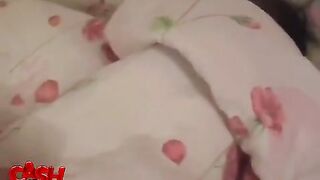 Hot girlfriend's boobs stained with my cum