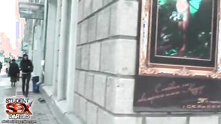 Sexy girls suck cock and fuck at a party