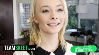 Teamskeet - Super Tiny Blonde Isn't Afraid To Shove Big Fat Cock Deep Down In Her Throat