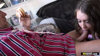 Dirty Old Man Fucks Babe Elena’s Pussy