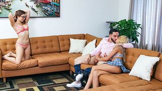 TeamSkeet - Nerdy Cute Girl Leana Lovings Helps Pornstars And Ends Up In The Movie - Fluffers Pt.2