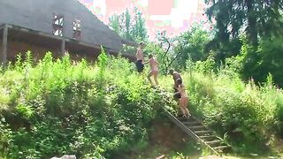 Two couples in a forest