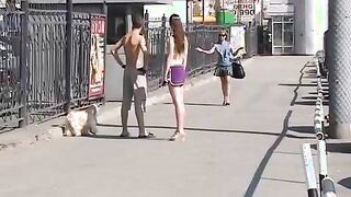 Three big cocks for a dirty student whore