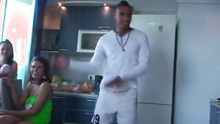 Students having fun at pajamas party