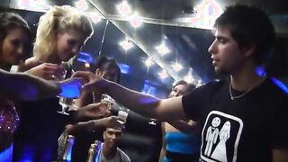 Girls in stockings fuck at party