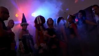 Slutty girls in sexy costumes have sex