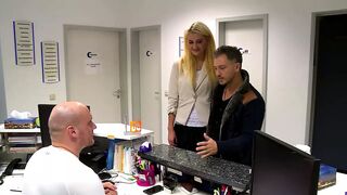 Blond girl rides cock at medical center