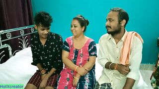 Hot Milf Aunty shared! Hindi latest XXX threesome sex