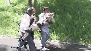 blonde girls interracial gangbang