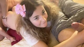 UPS i ALMOST got PREGNANT after my LOVER CREAMPIE ME while my CUCKOLD HUBBY WAITS!!