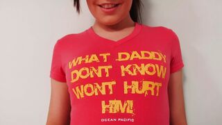 Cute little slut with glasses sexy poses on the floor