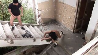 Public – Renata and Nigel in an anal threesome with double penetration