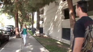 Alexis Texas rides her big cock on the bed