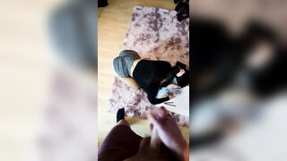 Painting interrupted by fat load - Wanked on face while painting!