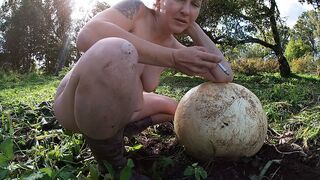 Halloween MILF Naked on a Huge Pumpkin