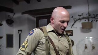 Soldier came back at home to fuck this hot blonde housewife