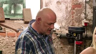 Blonde slut rides the cock