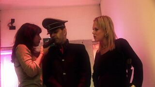 Hungry bitches get fucked by a hunk in an elevator