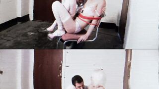 Slim bodied babe with small tits lies on her back and fucks