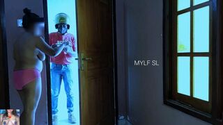 18 week pregnant milf Prank without bra with a delivery guy