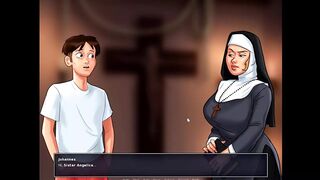 Summertime saga - Johannes played with Eve's pussy and she gave him a handjob