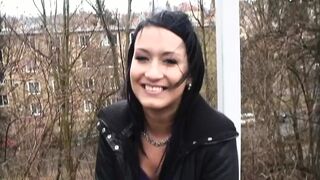 Hot brunette exhibitionist eager lover of perversion sucks a