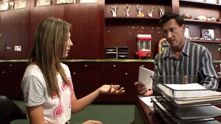 Horny slut tries to pick up a horny guy in a bar