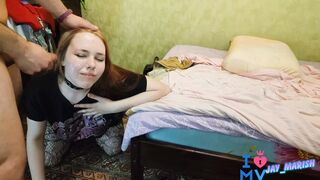 Fucked his wife's friend to orgasm in her hot pussy with his big dick in sexy stockings