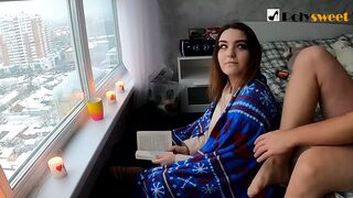 Romantic sex near the panoramic window