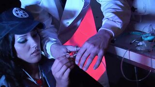 Two sluts get banged by a cock in the service ambulance