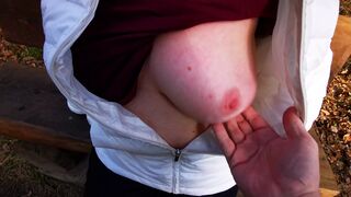 Sit on the bench for your titslapping