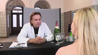 Blonde busty slut in search of gangbang