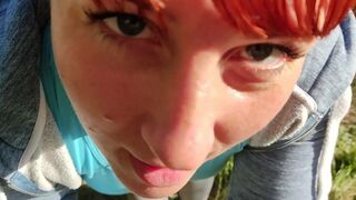 OUTDOOR SEX. Hard Fucking Redhead Curvy step mom. NiuraKoshkina