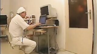 Sexy Brunette Clinic Tit Play