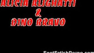 Alicia Gets Her Feet Sprayed