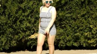 Gorgeous lady by the pool