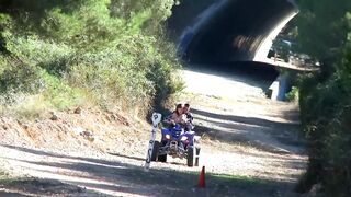 Picked up girl with big natural tits riding a hard cock outdoors