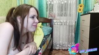 The girl sucks and fucks in her mouth with cum and swallows it from a big dick!