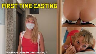 Blonde’s first orgasm at porn casting