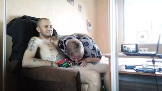 stepmom sucks and jerks off my cock 1