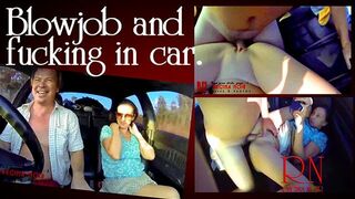 Young slut is hitchhiking. Domination in car. Blowjob in car