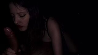 Young juicy stepmom gives deep blowjob to stepson