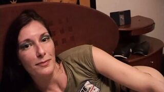 Teen brunette sucks and fucks cock for hot cumshot