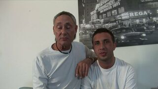 Busty blonde gets pounded by an older and a younger dude